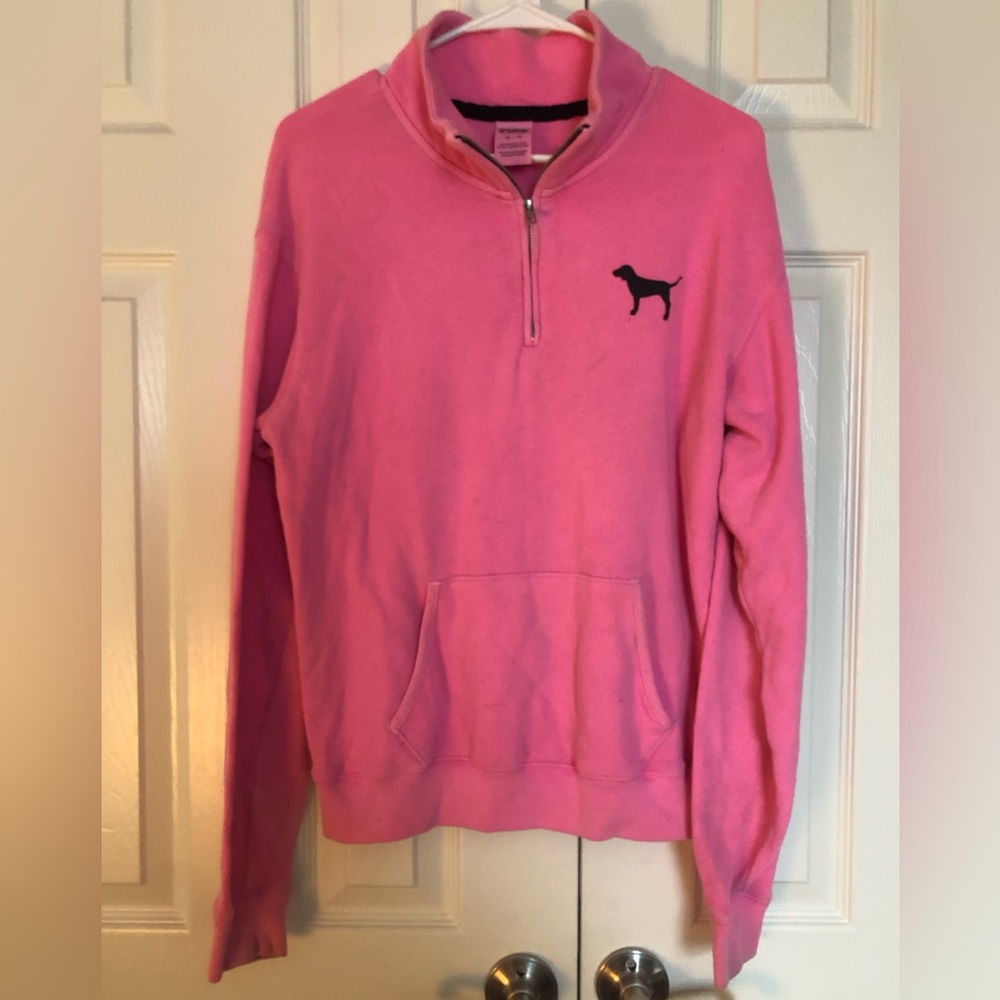 Pink pullover hoodie, half zip up